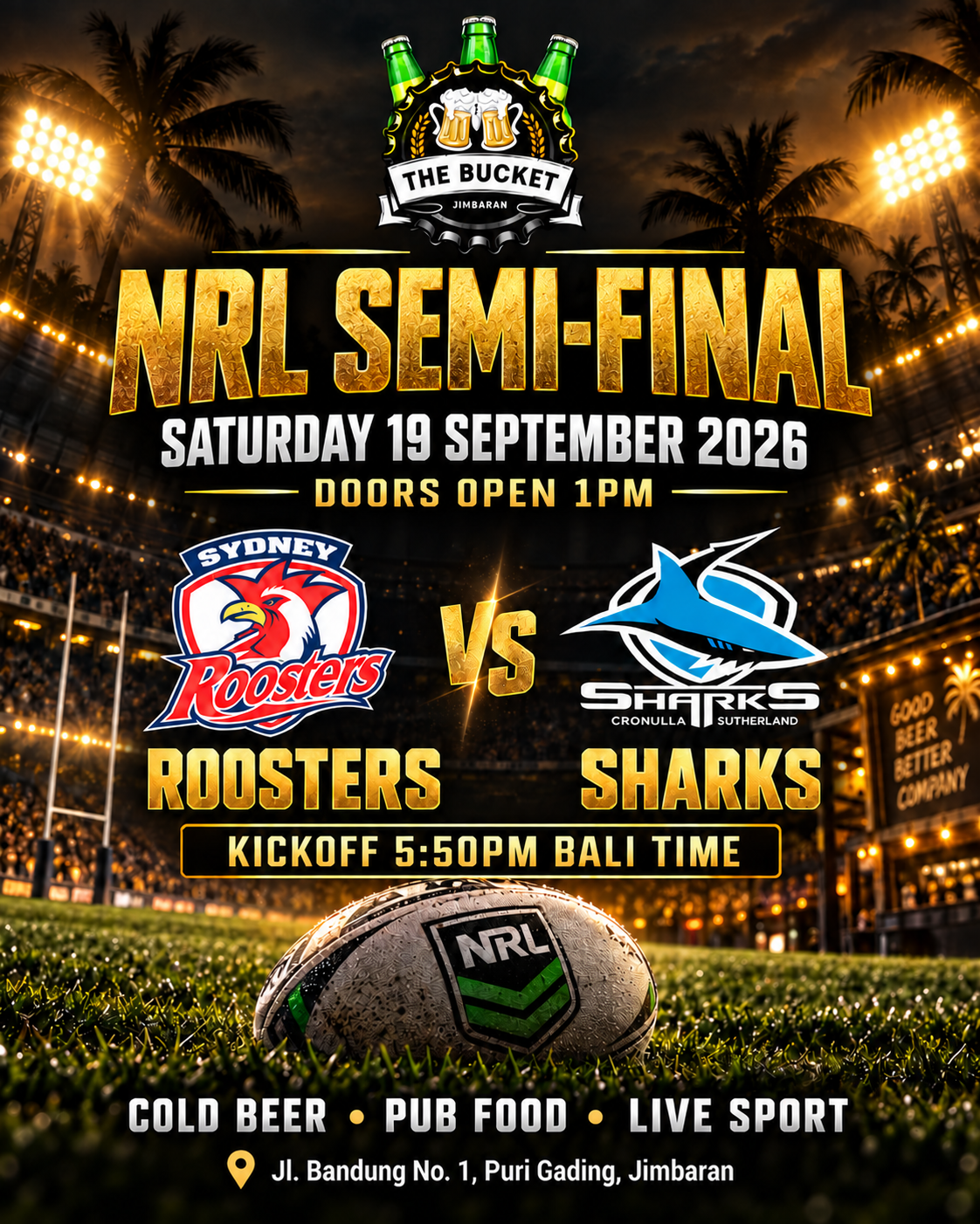 Stadium night: The Bucket NRL semi-final poster for 19 September