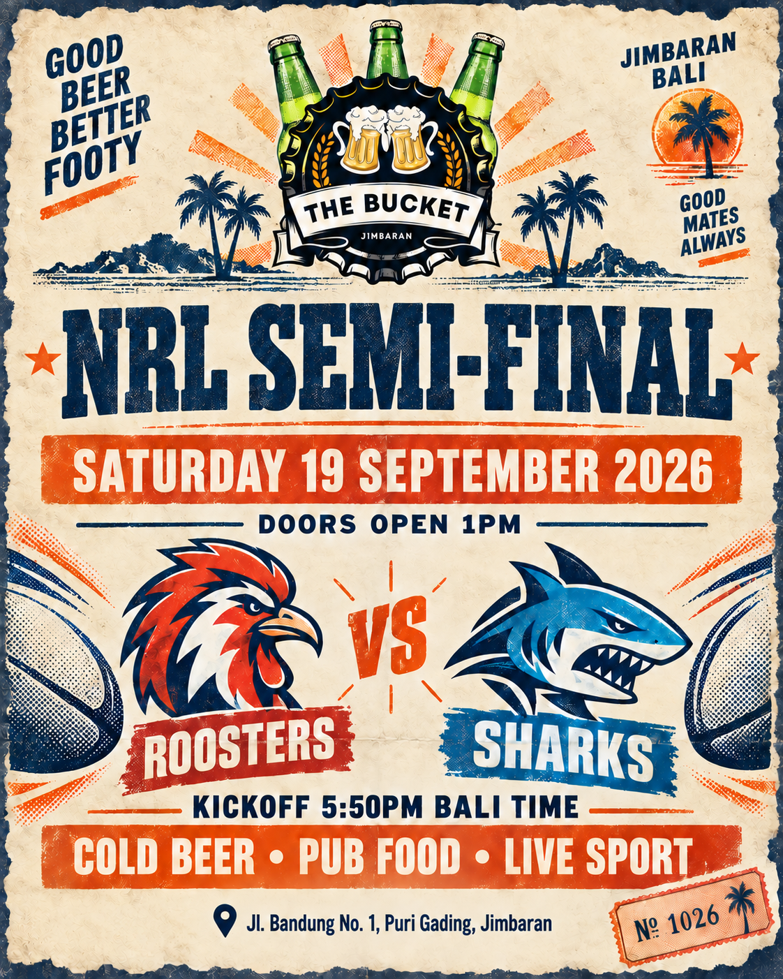 Vintage match ticket: The Bucket NRL semi-final poster for 19 September